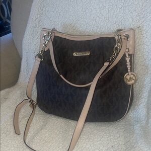 Michael Kors Brown and Cream Shoulder Bag